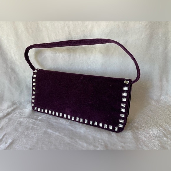 Victoria's Secret Handbags - Victoria Secret Purple Velvet Dress Handbag or Clutch Designer